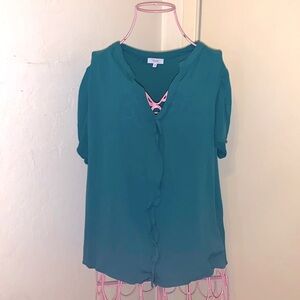 Like New UK designer brand Voy Ruffle Blouse #32180- Medium (8-10)